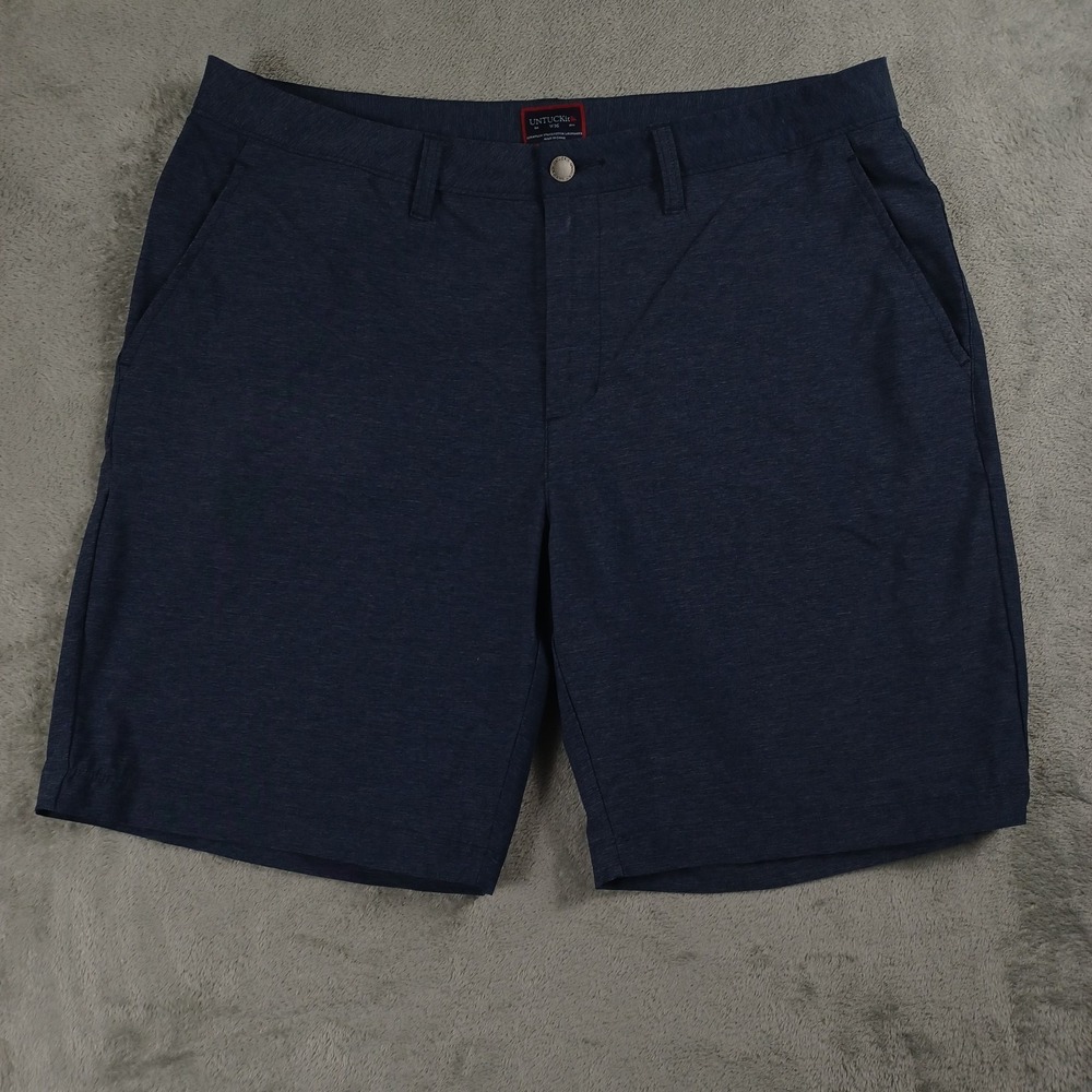 Untuckit Shorts Mens 36 Blue Chino Preppy Casual Modern Nylon Blend‎
